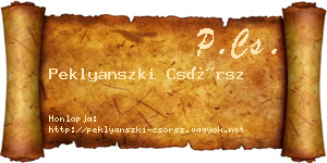 Peklyanszki Csörsz névjegykártya